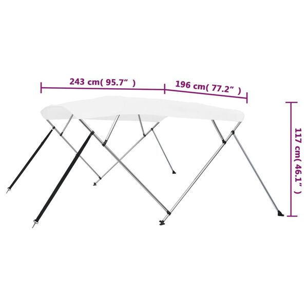vidaXL Τέντα Σκάφους με 4 Αψίδες Λευκή 243 x 196 x 137 εκ.