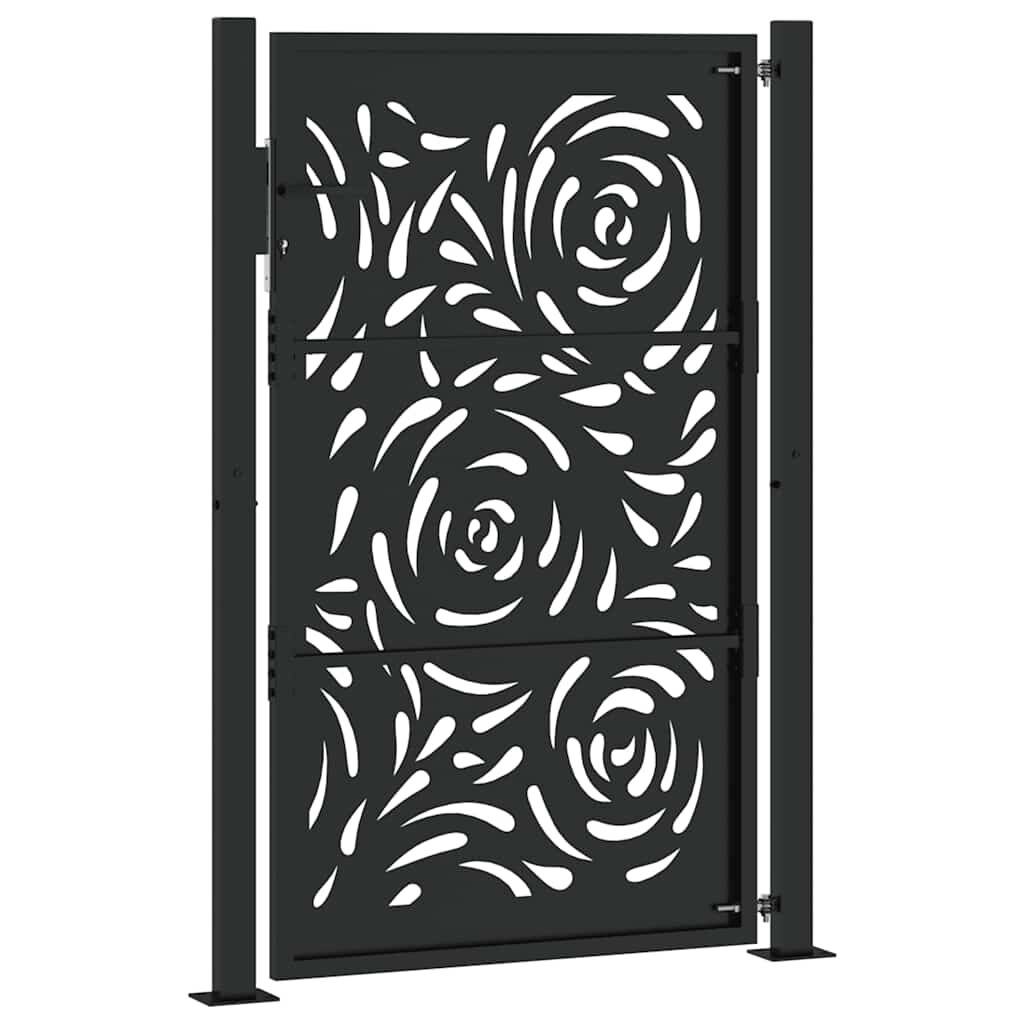 vidaXL Πύλη κήπου Μαύρη 105x155 cm Ατσάλινη φλόγα σχεδιασμού