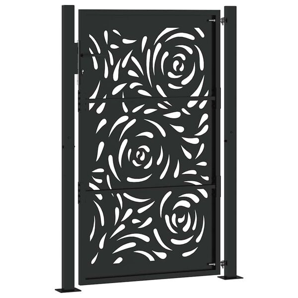 vidaXL Πύλη κήπου Μαύρη 105x155 cm Ατσάλινη φλόγα σχεδιασμού