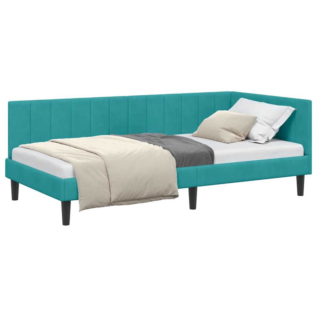 vidaXL Κρεβάτι Γωνίας με κεφαλάρι Τιρκουάζ 100 x 200 cm Βελούδο