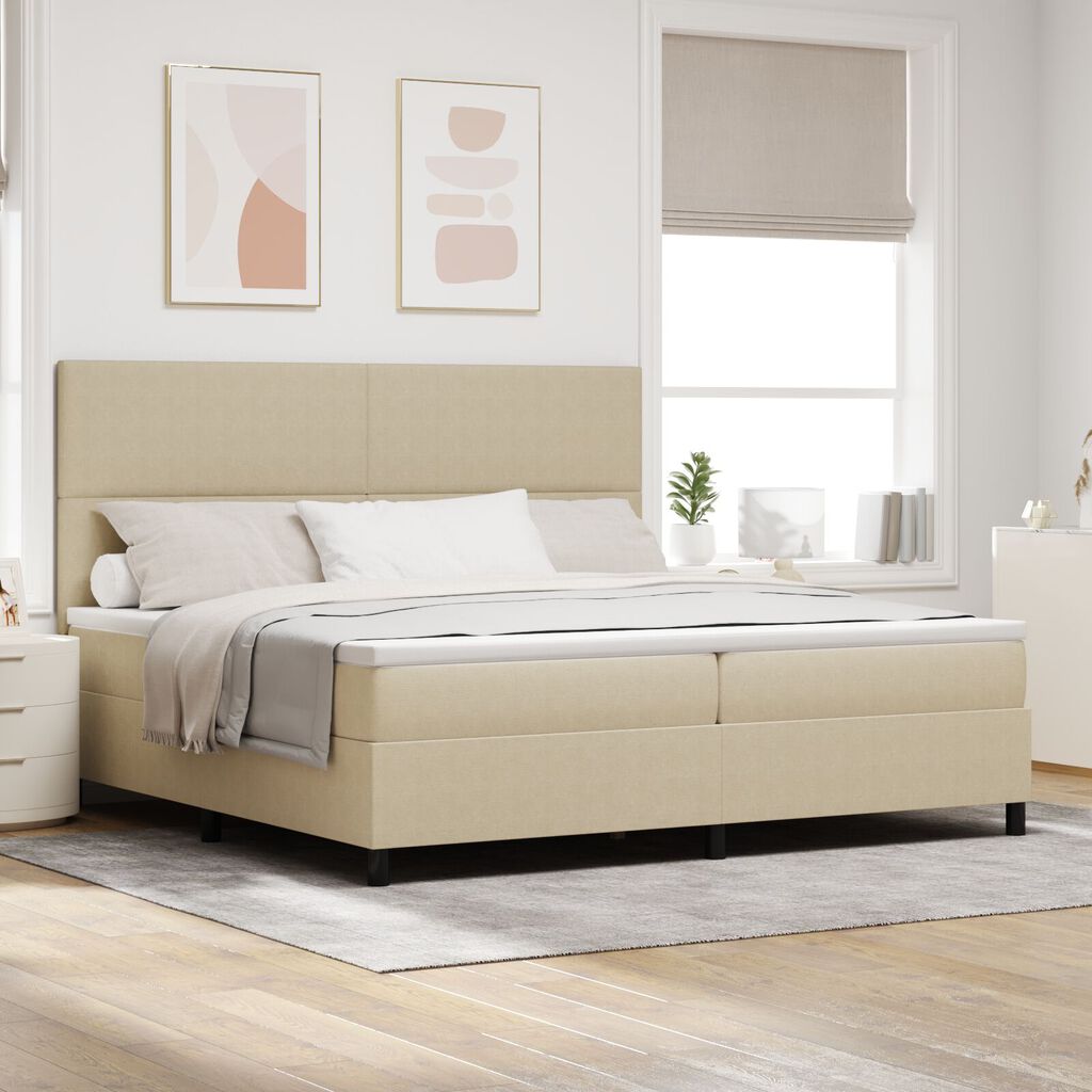 vidaXL Κρεβάτι Box Spring με Στρώμα & LED Φως Γκρί Πράσινο 200x200 εκ. Ύφασμα Σατέν