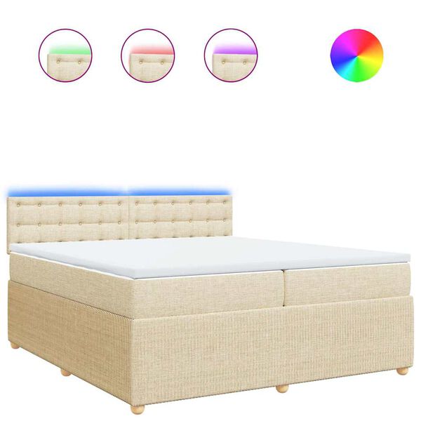 vidaXL &Kappa;&rho;&epsilon;&beta;ά&tau;&iota; Boxspring &mu;&epsilon; &Sigma;&tau;&rho;ώ&mu;&alpha; &Kappa;&rho;&epsilon;&mu; 200x200 &epsilon;&kappa;. &Upsilon;&phi;&alpha;&sigma;&mu;ά&tau;&iota;&nu;&omicron;