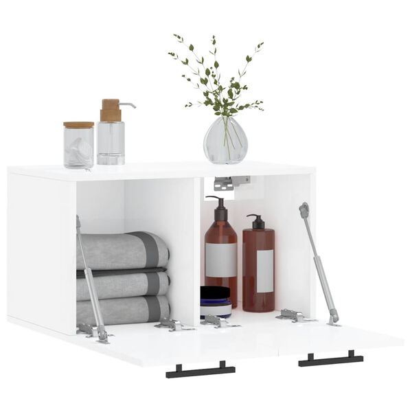 vidaXL Ντουλάπι Τοίχου Γυαλιστερό Λευκό 60x36,5x35 εκ. Επεξεργ. Ξύλο
