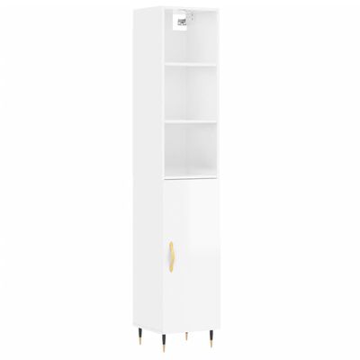 vidaXL Ντουλάπι Γυαλ. Λευκό 34,5 x 34 x 180 εκ. από Επεξεργασμένο Ξύλο