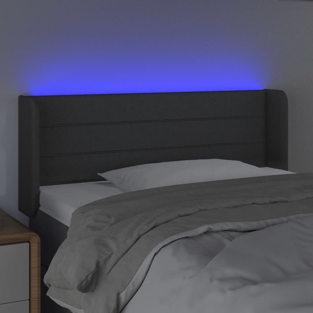 vidaXL Κεφαλάρι Κρεβατιού LED Σκούρο Γκρι 103x16x78/88 εκ. Υφασμάτινο
