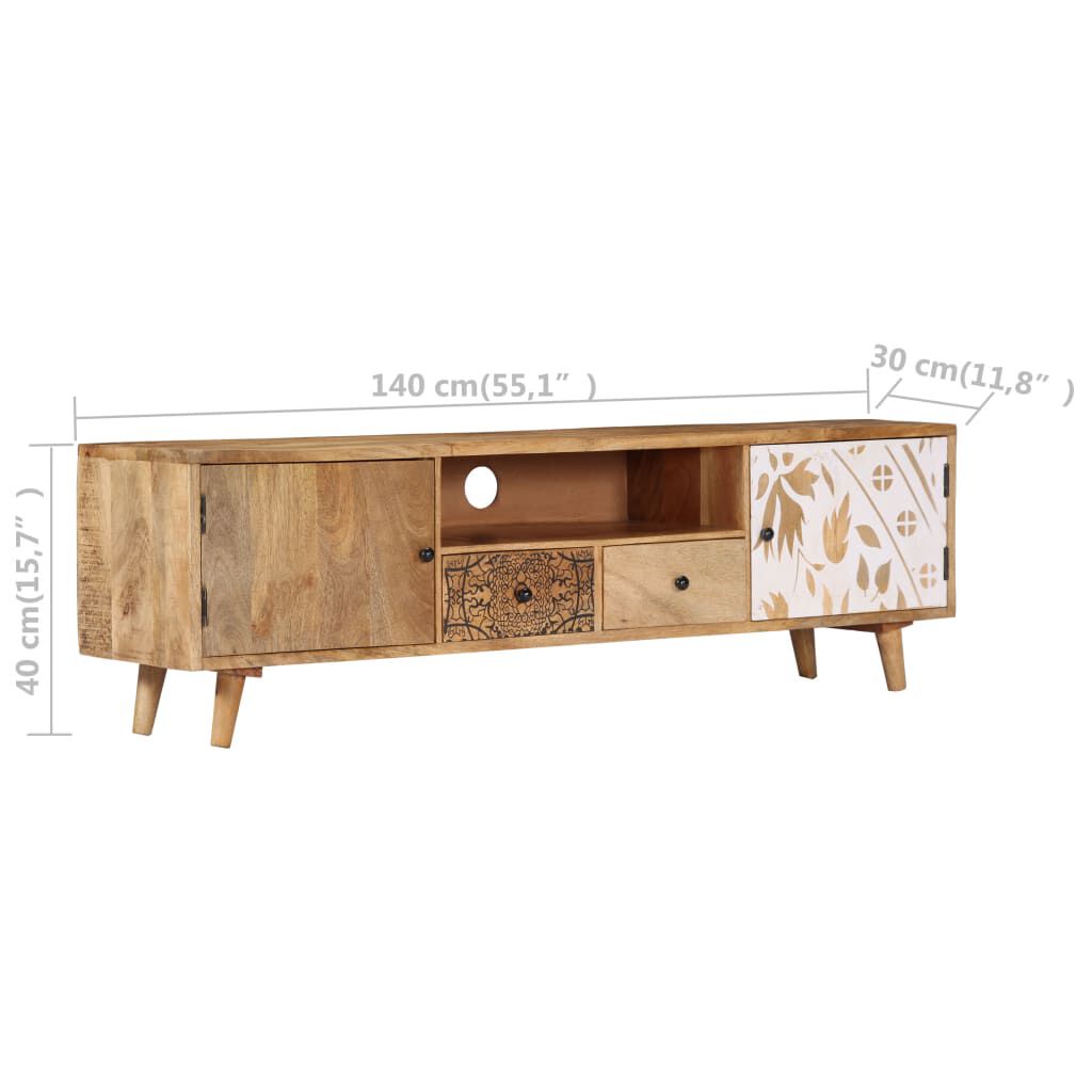 vidaXL Έπιπλο Τηλεόρασης 140 x 30 x 40 εκ. από Μασίφ Ξύλο Μάνγκο