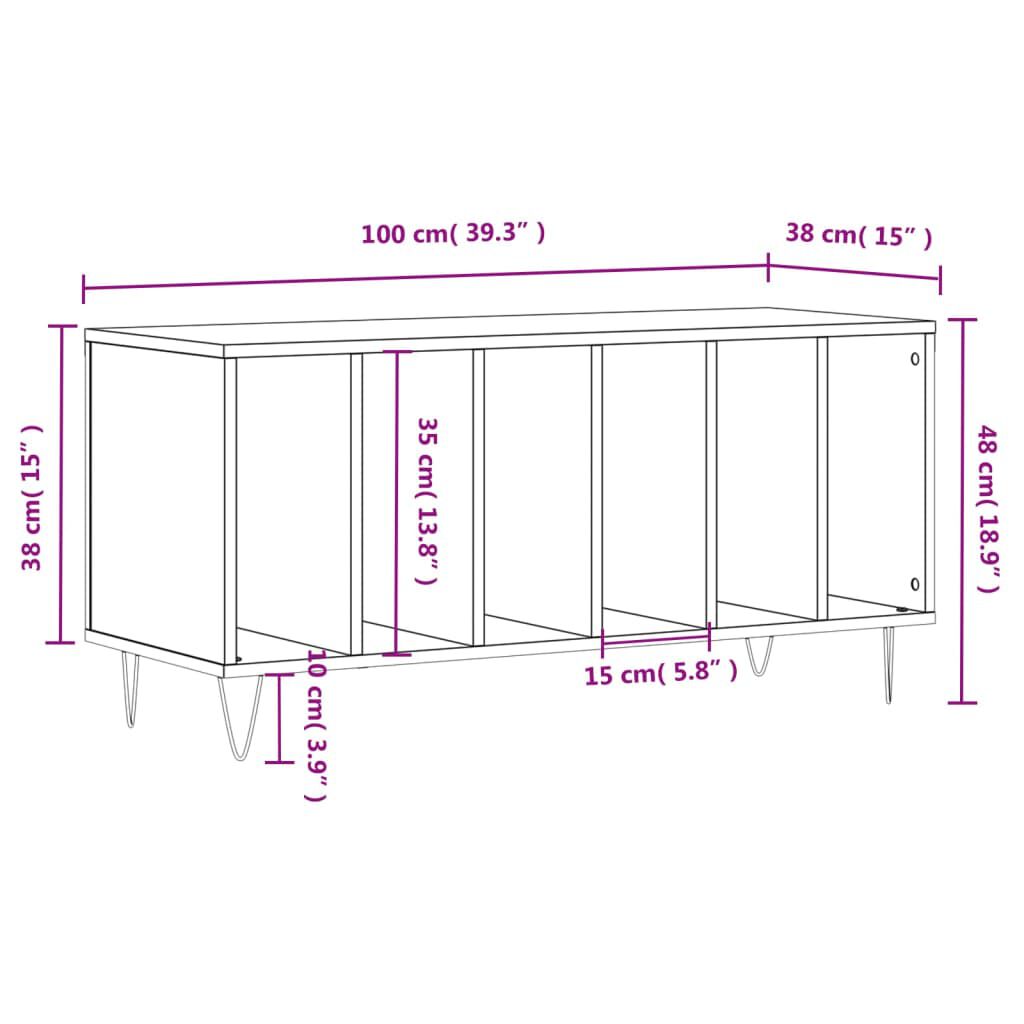 vidaXL Έπιπλο Δίσκων Λευκό 100 x 38 x 48 εκ. από Επεξεργασμένο Ξύλο