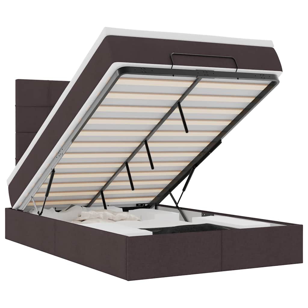 vidaXL Ottoman Κρεβάτι με Στρώμα Σκούρο Καφέ 120x200cm Ύφασμα