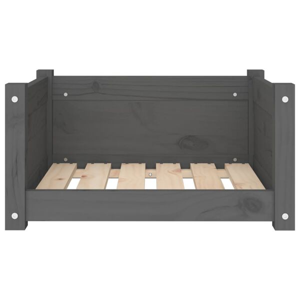vidaXL Κρεβάτι Σκύλου Γκρι 55,5x45,5x28 εκ. από Μασίφ Ξύλο Πεύκου