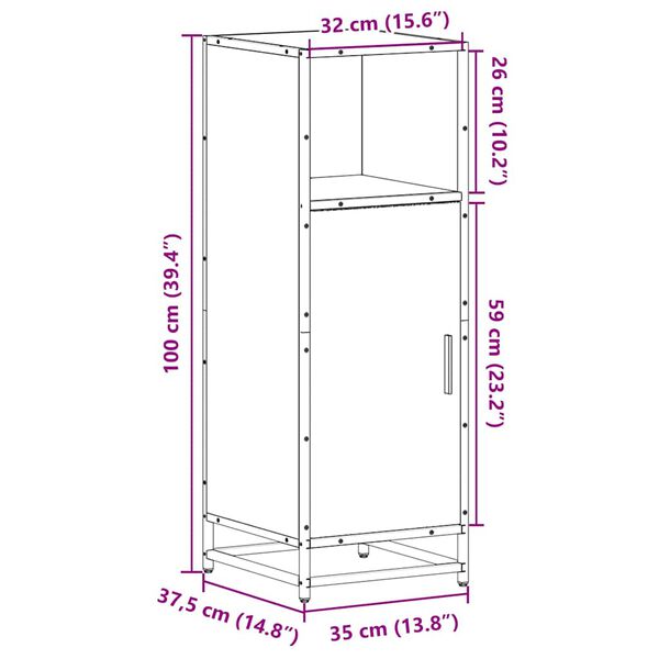 vidaXL Ντουλάπι μπάνιου καπνιστή βελανιδιά 35x37,5x100 cm