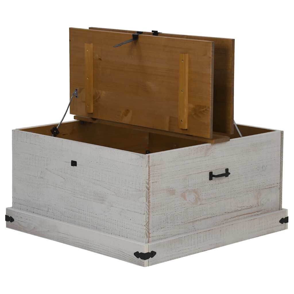vidaXL Σεντούκι αποθήκευσης HALDEN Λευκό 91x91x47 cm Στερεό ξύλο πεύκο