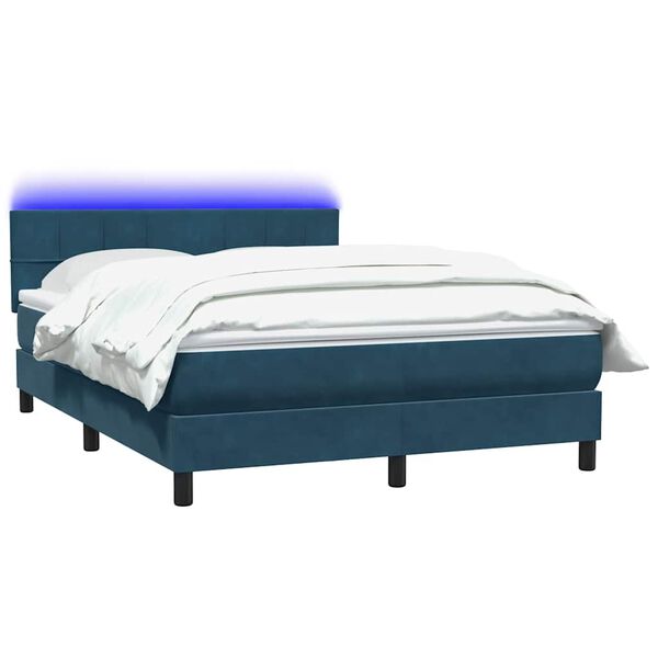 vidaXL &Kappa;&rho;&epsilon;&beta;ά&tau;&iota; Boxspring &mu;&epsilon; &Sigma;&tau;&rho;ώ&mu;&alpha; & LED &sigma;&kappa;&omicron;ύ&rho;&omicron; &mu;&pi;&lambda;&epsilon; 140x220 cm &Beta;&epsilon;&lambda;&omicron;ύ&delta;&iota;&nu;&omicron;