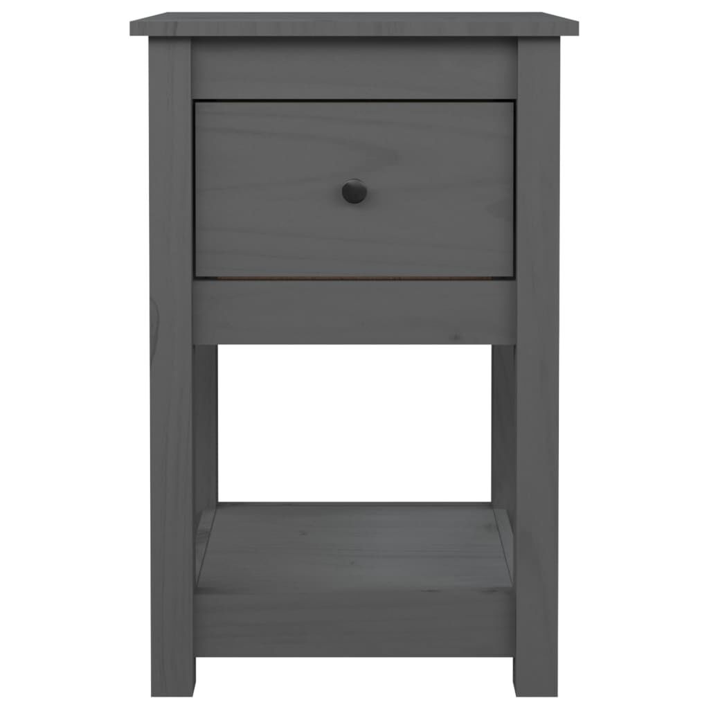 vidaXL Κομοδίνα 2 τεμ. Γκρι 40 x 35 x 61,5 εκ. από Μασίφ Ξύλο Πεύκου