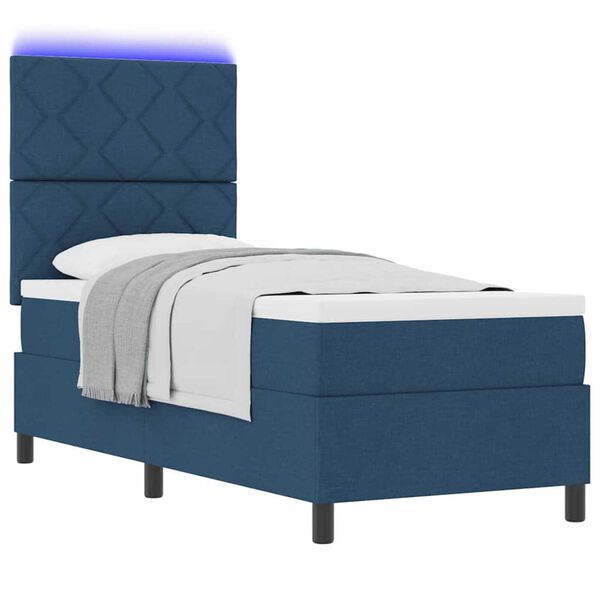 vidaXL Κρεβάτι με ελατήρια με στρώμα Μπλε 80 x 200 cm ύφασμα