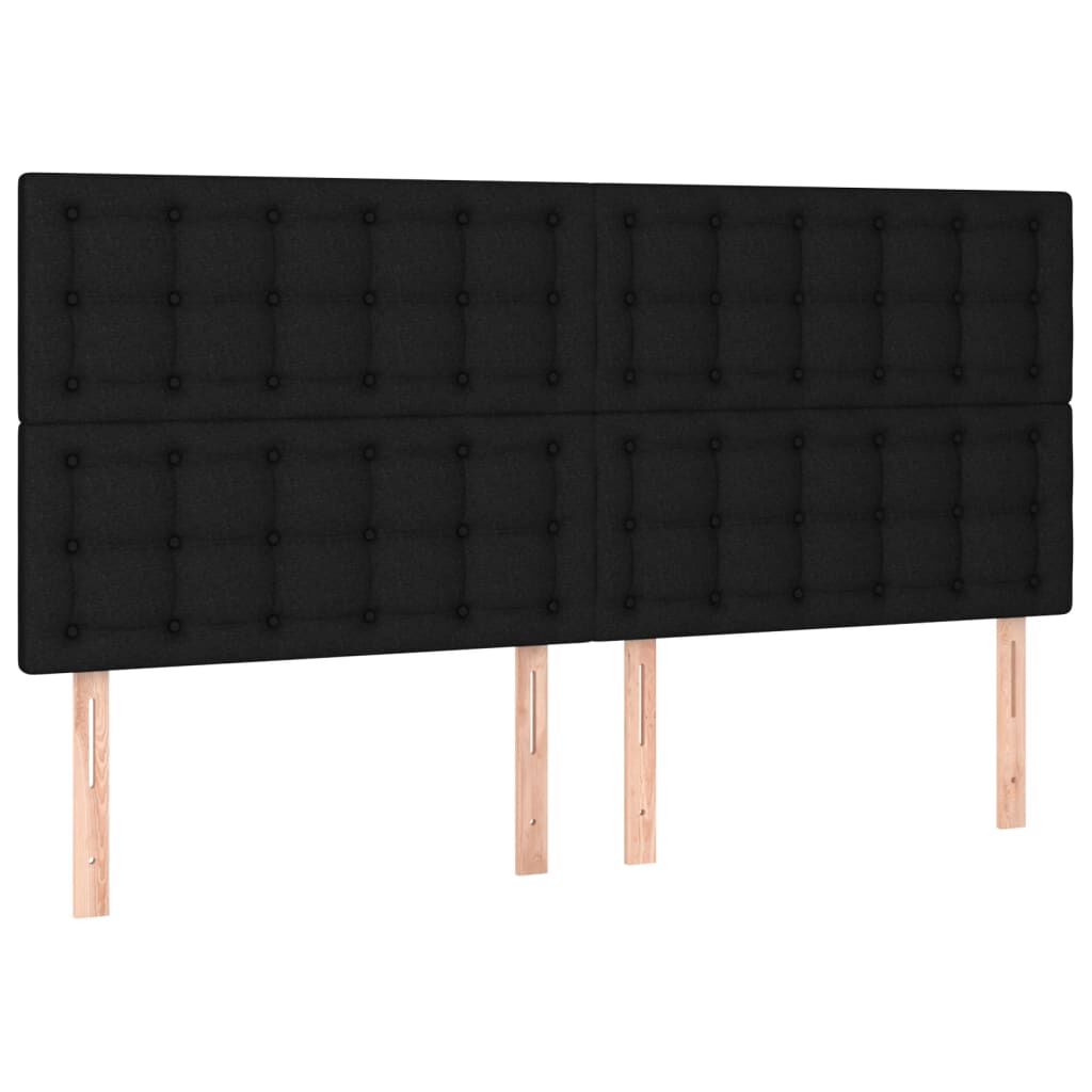 vidaXL Κρεβάτι Boxspring με Στρώμα & LED Μαύρο 180x200 εκ. Υφασμάτινο