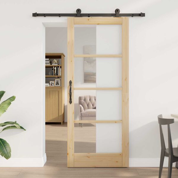 vidaXL Συρόμενη Πόρτα ORKDAL Καφέ 83 x 202 εκ. Ξύλο και μέταλλο