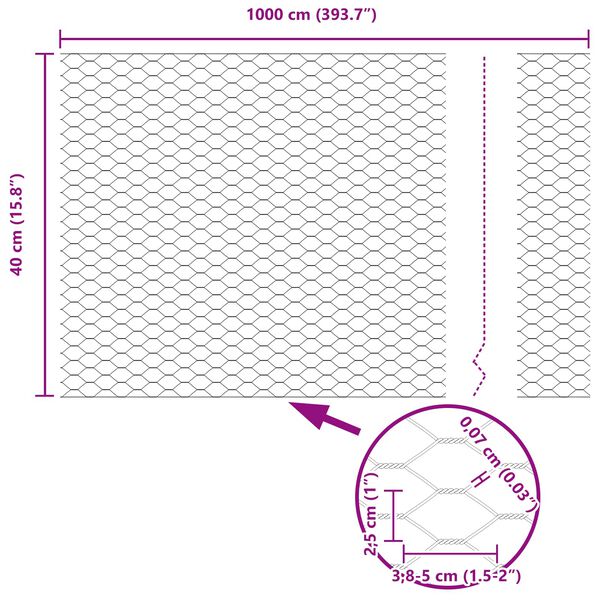 vidaXL Φράχτης Εξαγώνου Πράσινο 0.4 x 10 μ Ατσάλι