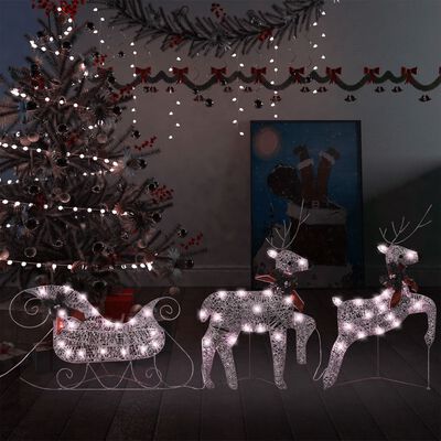 vidaXL Τάρανδοι & Έλκηθρο Χριστουγεννιάτικοι Εξ. Χώρου 60 LED Χρυσό