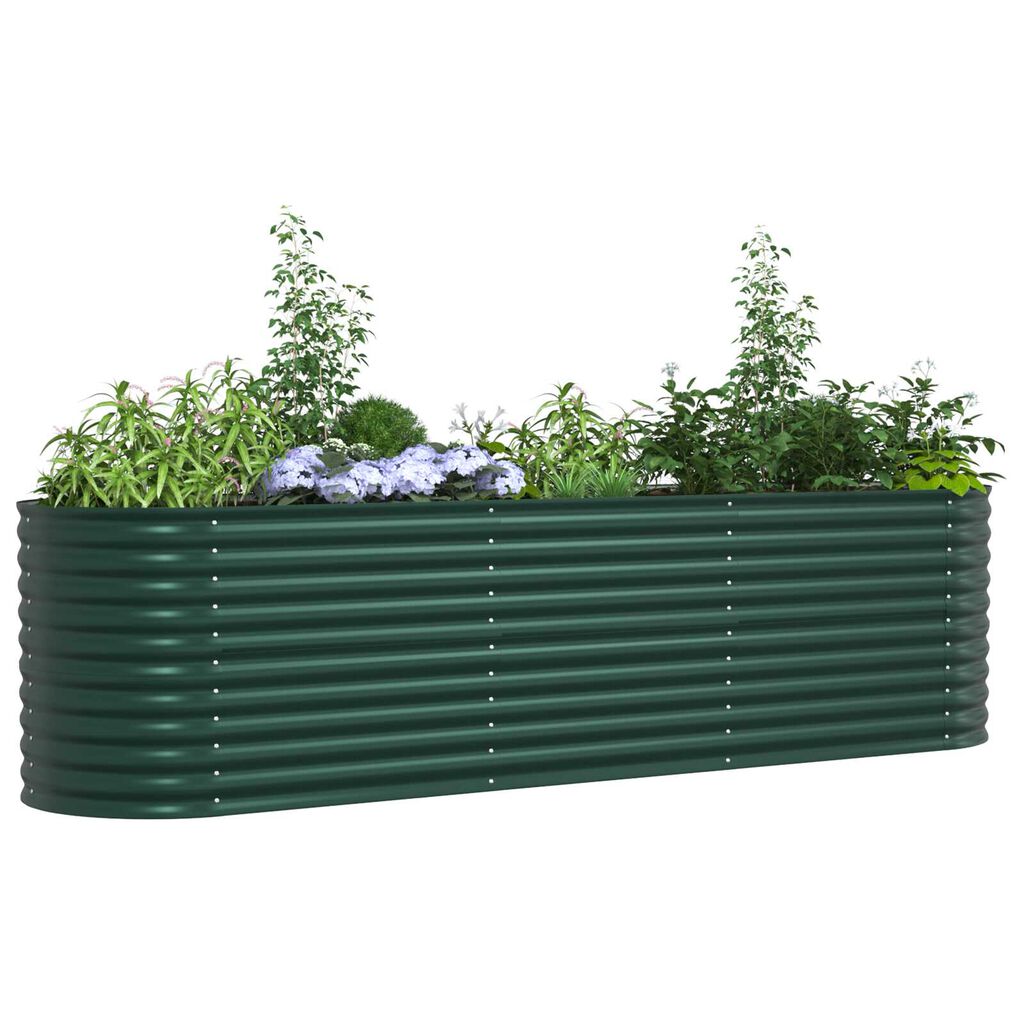 vidaXL Υψωμένο Κρεβάτι Κήπου Πράσινο 320x80x81 εκ από Γαλβανισμένο Χάλυβα
