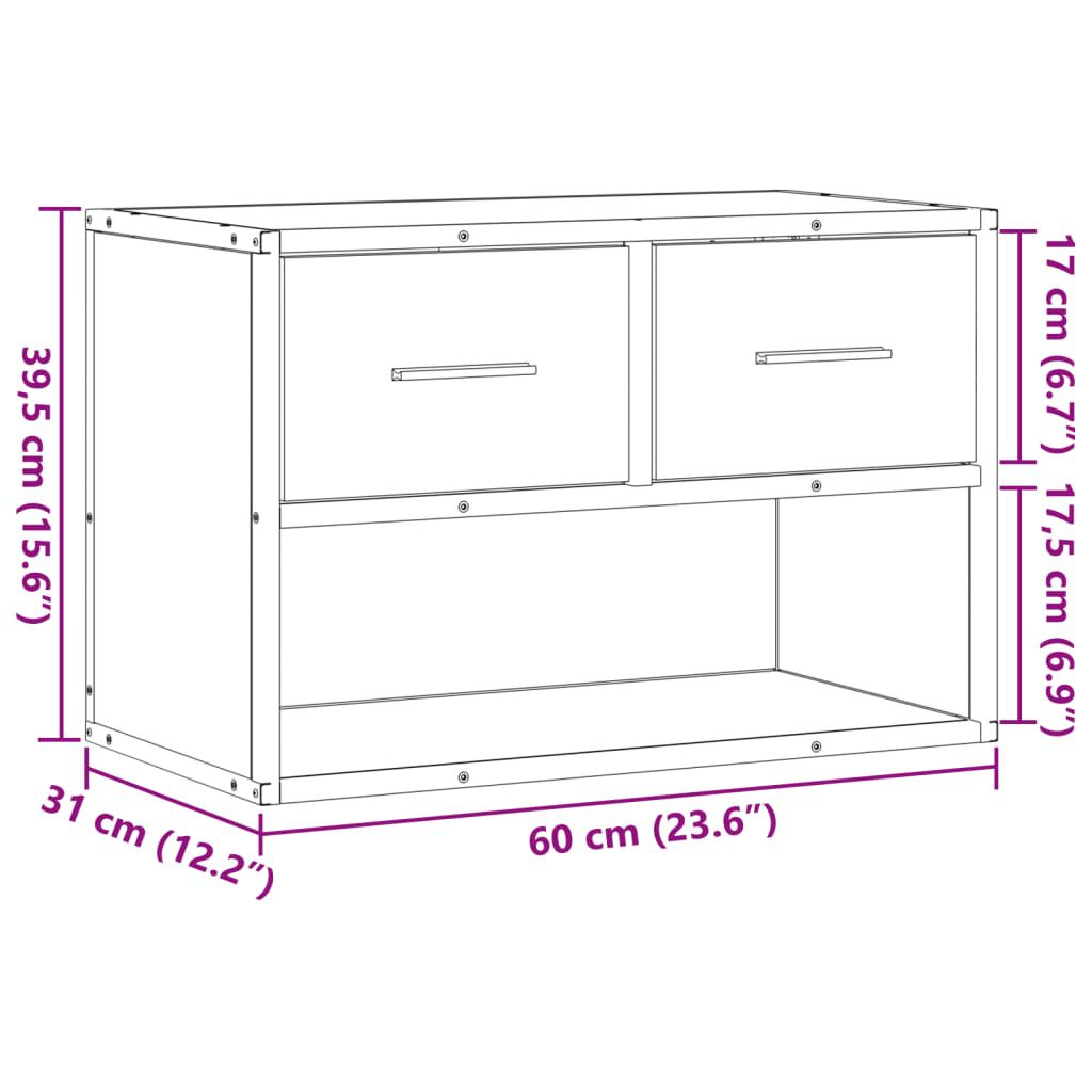 vidaXL Έπιπλο Τηλεόρασης Καφέ Δρυς 60x31x39,5 εκ. Επεξεργασμένο Ξύλο