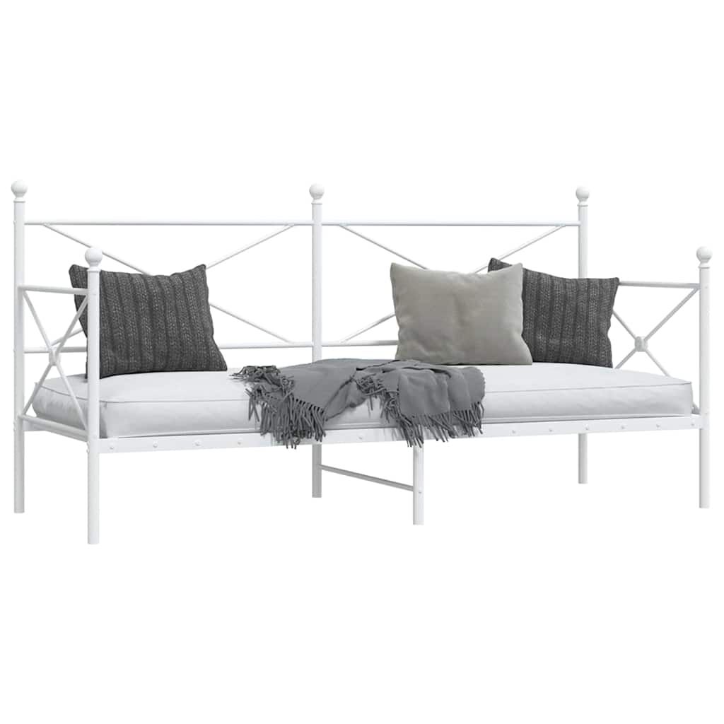 vidaXL Κρεβάτι ημέρας χωρίς στρώμα Λευκό 90x200 cm Ατσάλι