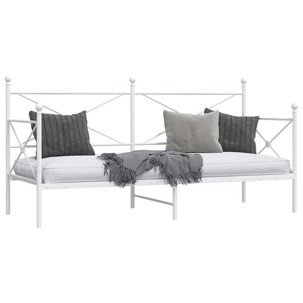 vidaXL Κρεβάτι ημέρας χωρίς στρώμα Λευκό 90x200 cm Ατσάλι