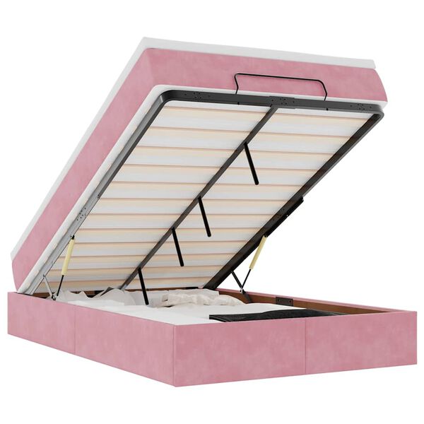 vidaXL Οθωμανικό κρεβάτι με στρώμα ροζ 120x190 cm Velvet