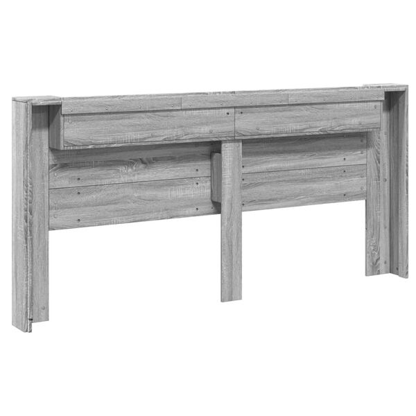 vidaXL Κεφαλάρι με Αποθηκ. Χώρο & LED Γκρι Sonoma 220x16,5x103,5 εκ.