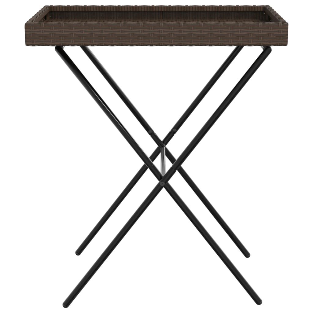 vidaXL Τραπέζι Δίσκος Πτυσσόμενο Καφέ 65x40x75 εκ. Συνθετικό Ρατάν