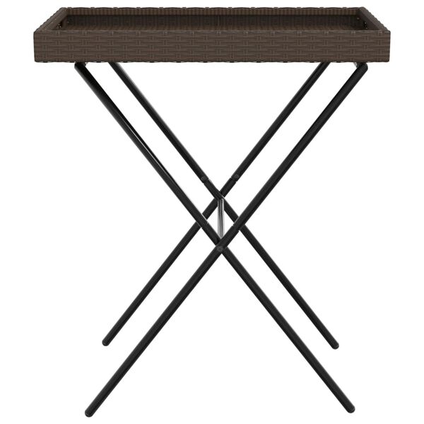 vidaXL Τραπέζι Δίσκος Πτυσσόμενο Καφέ 65x40x75 εκ. Συνθετικό Ρατάν