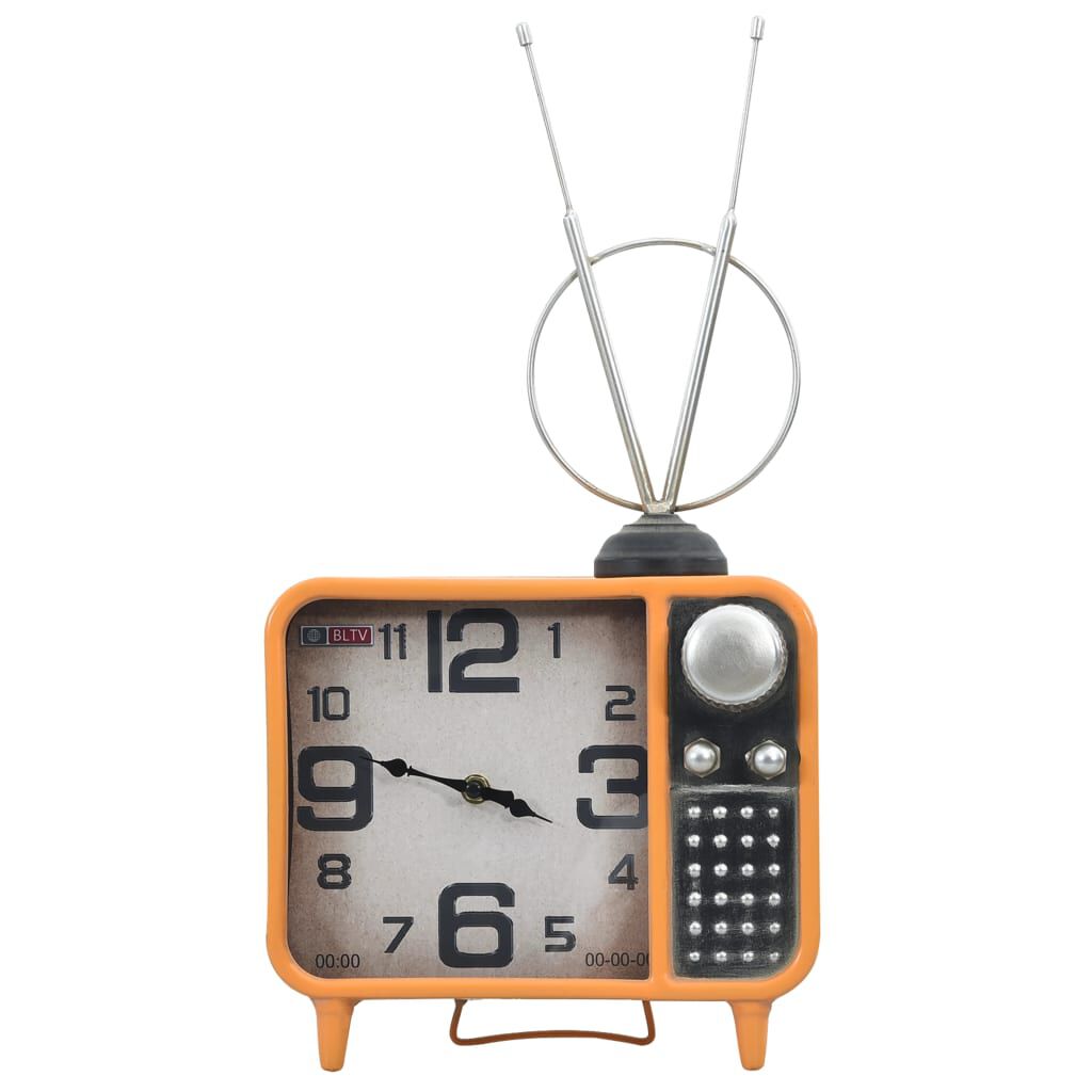 321479 vidaXL Table Clock Orange and Black 25x11x48 cm Iron and MDF