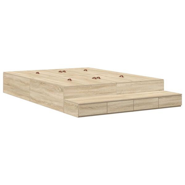 vidaXL Κρεβάτι Αποθήκευσης σε Χρώμα Σοένα 135x190 εκ.