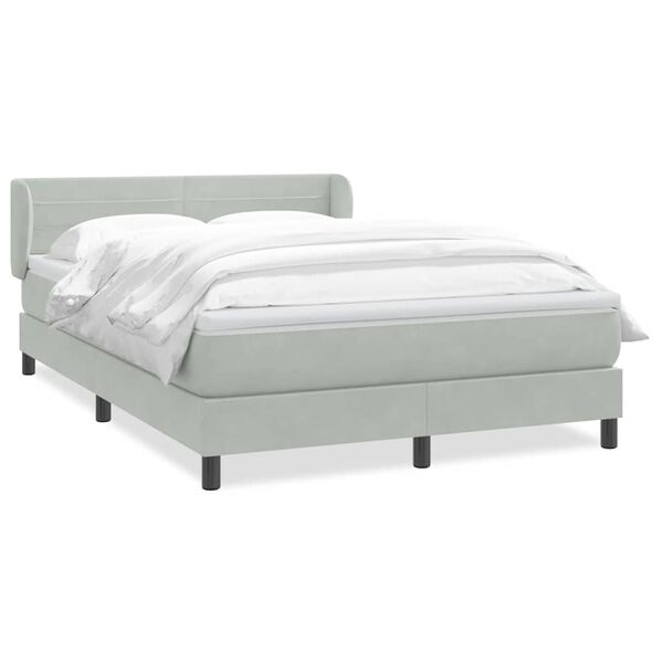 vidaXL Κρεβάτι Boxspring με Στρώμα Ανοιχτό Γκρι 140x220 εκ. Βελούδινο