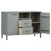 vidaXL Ντουλάπι OSLO Γκρι 113x40x77 εκ. Μασίφ Ξύλο με Μετ. Πόδια