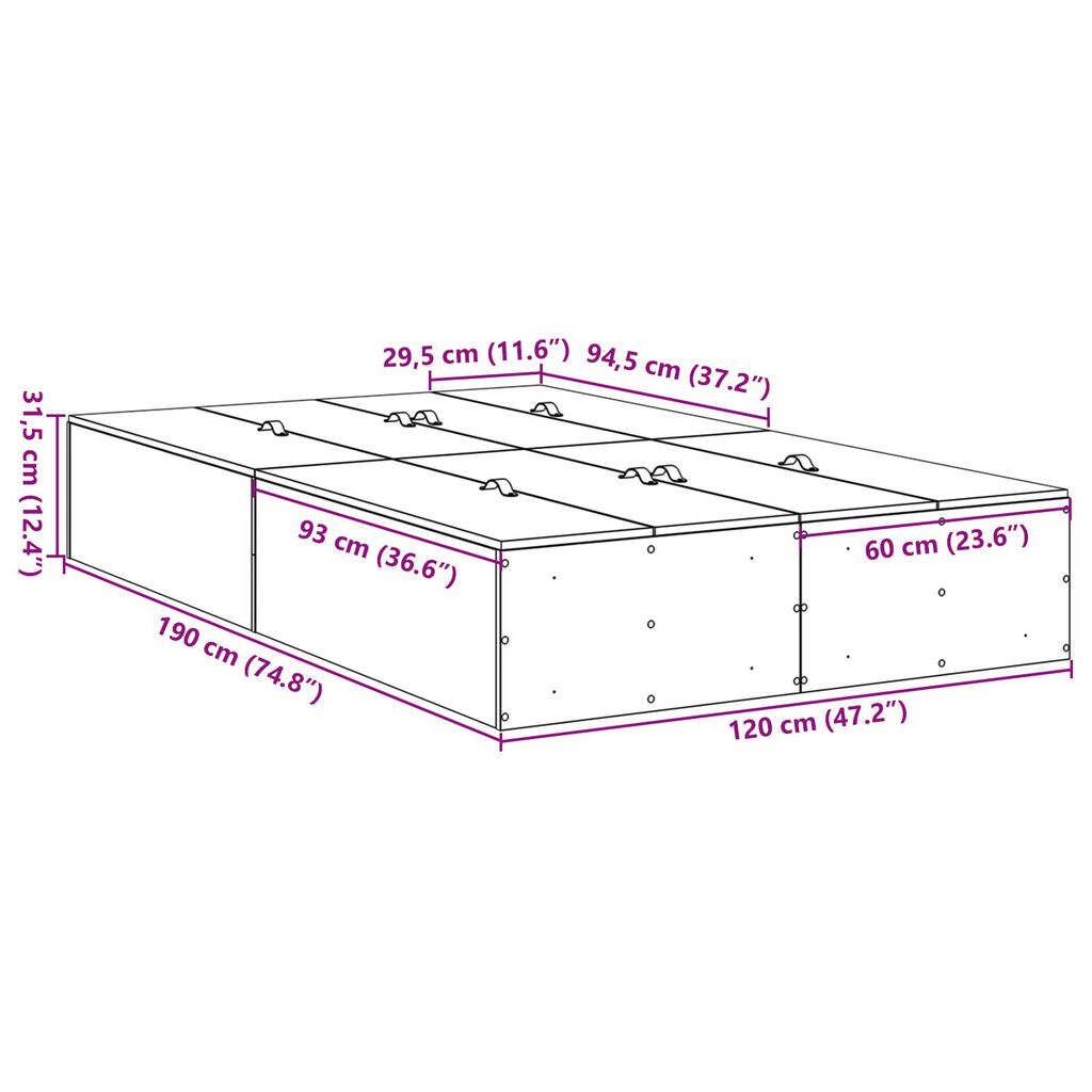 vidaXL Κρεβάτι με αποθηκευτικό χώρο Λευκό 120x190 εκ.