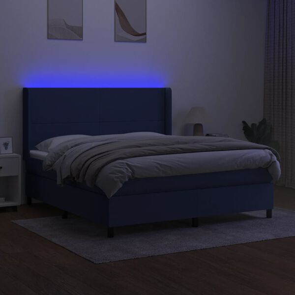 vidaXL &Kappa;&rho;&epsilon;&beta;ά&tau;&iota; Boxspring &mu;&epsilon; &Sigma;&tau;&rho;ώ&mu;&alpha; & LED &Mu;&pi;&lambda;&epsilon; 180x200 &epsilon;&kappa;. &Upsilon;&phi;&alpha;&sigma;&mu;ά&tau;&iota;&nu;&omicron;