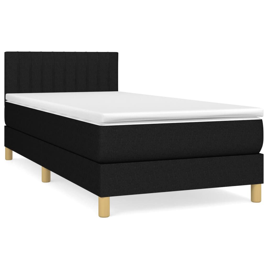 vidaXL Κρεβάτι Boxspring με Στρώμα Μαύρο 80 x 200 εκ. Υφασμάτινο