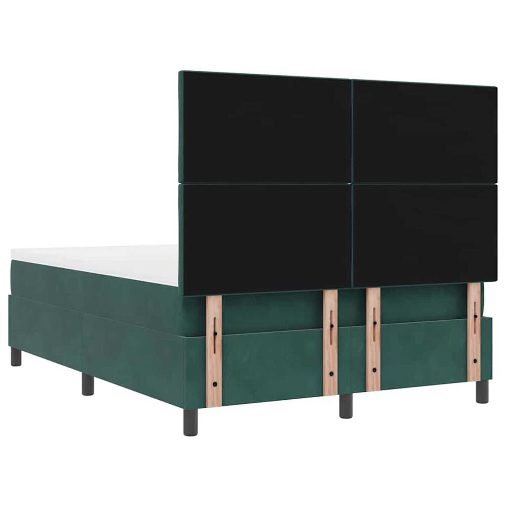 vidaXL Κρεβάτι με ελατήρια Σκούρο πράσινο 140 x 190 cm Βελούδο