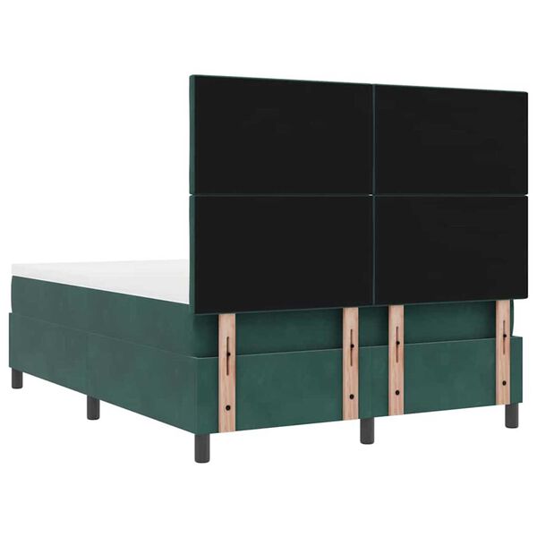 vidaXL Κρεβάτι με ελατήρια Σκούρο πράσινο 140 x 190 cm Βελούδο