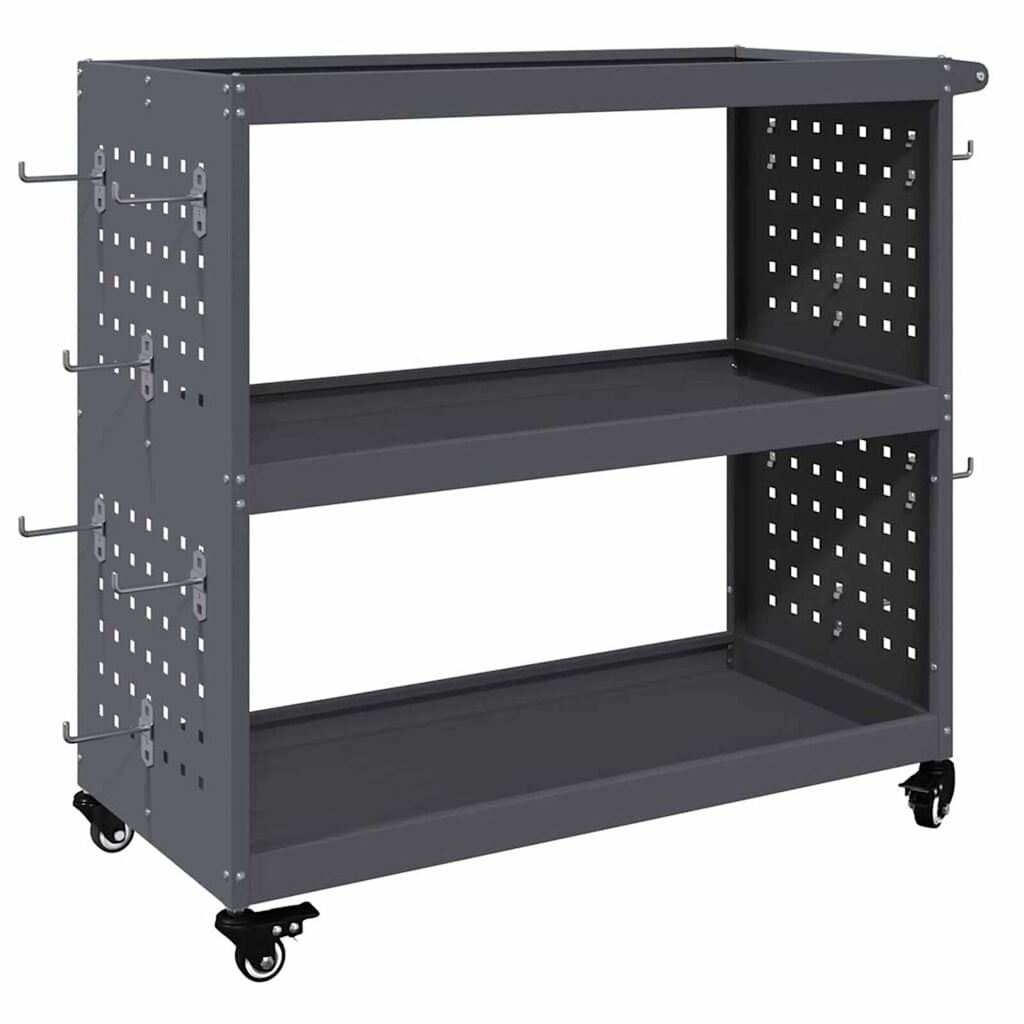 vidaXL Καρότσι εργαλείων με ράφι Ανθρακί 75 x 35 x 73 εκ. Κρύα χάλυβας