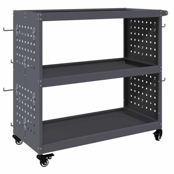 vidaXL Καρότσι εργαλείων με ράφι Ανθρακί 75 x 35 x 73 εκ. Κρύα χάλυβας