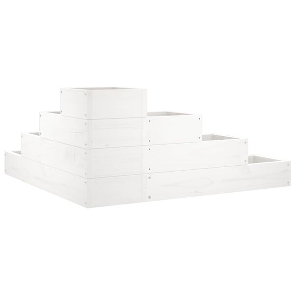 vidaXL Ζαρντινιέρα 4 Επιπέδων Λευκή 80,5x79x36 εκ. Μασίφ Ξύλο Πεύκου