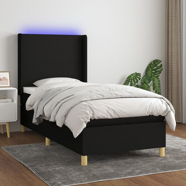 vidaXL &Kappa;&rho;&epsilon;&beta;ά&tau;&iota; Boxspring &mu;&epsilon; &Sigma;&tau;&rho;ώ&mu;&alpha; & LED &Mu;&alpha;ύ&rho;&omicron; 80x200 &epsilon;&kappa;. &Upsilon;&phi;&alpha;&sigma;&mu;ά&tau;&iota;&nu;&omicron;