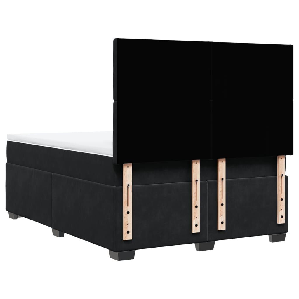 vidaXL Κρεβάτι Boxspring με Στρώμα Μαύρο 140x190 εκ. Βελούδινο