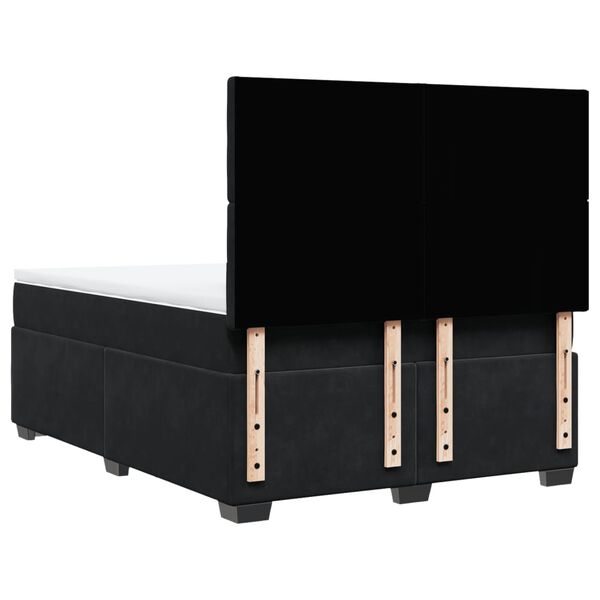 vidaXL Κρεβάτι Boxspring με Στρώμα Μαύρο 140x190 εκ. Βελούδινο