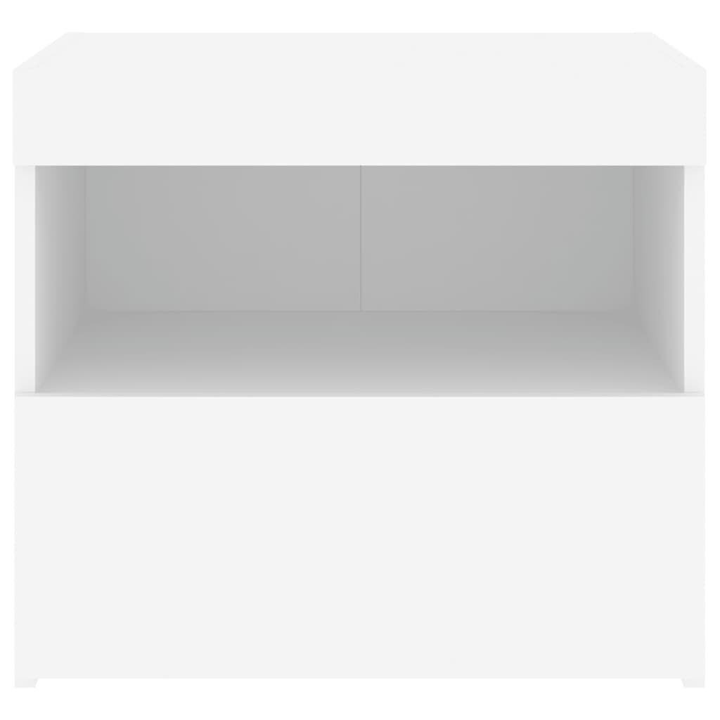 vidaXL Κομοδίνο με Φώτα LED Λευκό 50 x 40 x 45 εκ.