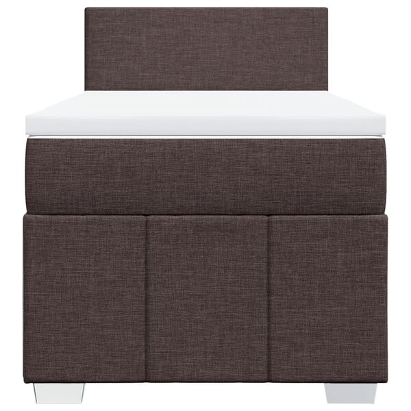 vidaXL Κρεβάτι Boxspring με Στρώμα Σκούρο Καφέ 100x200 εκ. Υφασμάτινο