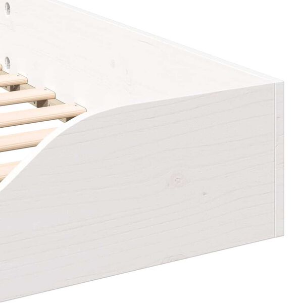 vidaXL Κρεβάτι δαπέδου Λευκό 100 x 220 cm Μασίφ ξύλο πεύκου