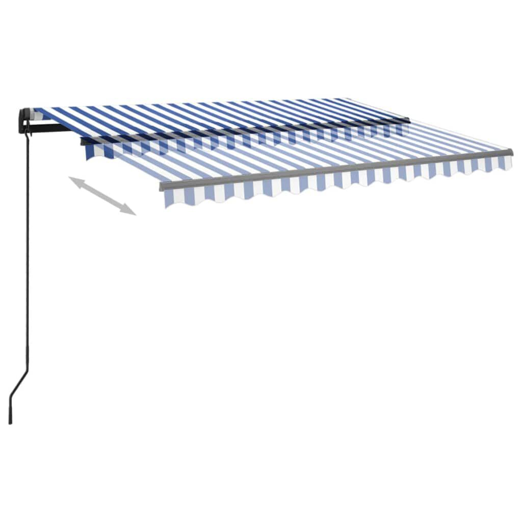 vidaXL Τέντα Συρόμενη Χειροκίνητη με LED Μπλε/Λευκό 3 x 2,5 μ.