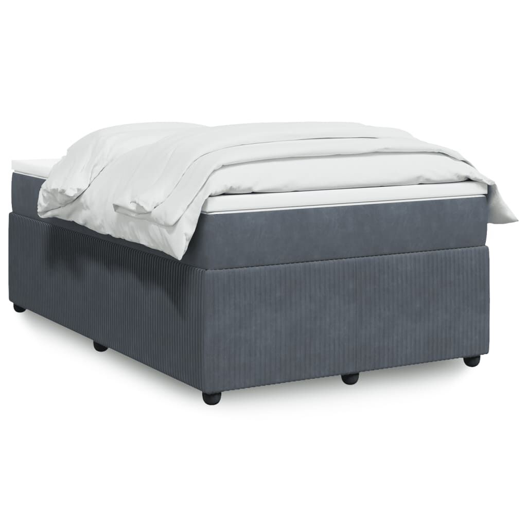 vidaXL Κρεβάτι Boxspring με Στρώμα Σκούρο Γκρι 120x200 εκ. Βελούδινο